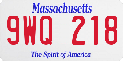MA license plate 9WQ218