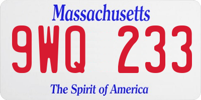 MA license plate 9WQ233