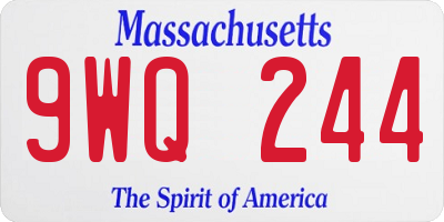 MA license plate 9WQ244
