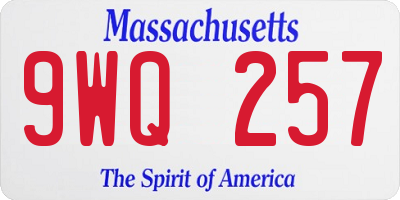 MA license plate 9WQ257