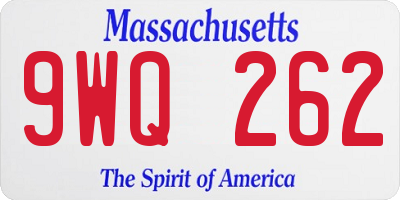 MA license plate 9WQ262