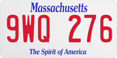 MA license plate 9WQ276
