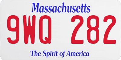 MA license plate 9WQ282