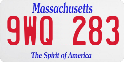 MA license plate 9WQ283