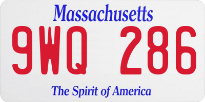 MA license plate 9WQ286