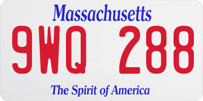 MA license plate 9WQ288