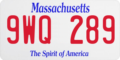 MA license plate 9WQ289