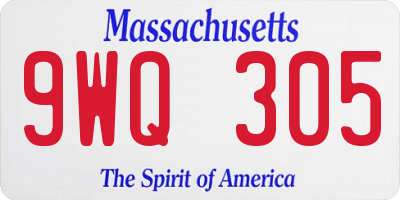 MA license plate 9WQ305