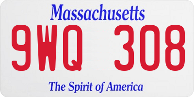 MA license plate 9WQ308