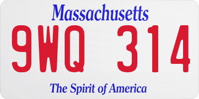 MA license plate 9WQ314