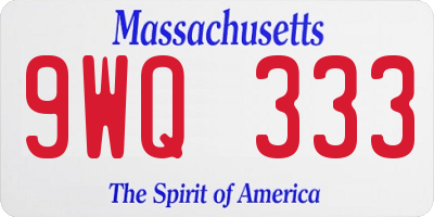 MA license plate 9WQ333