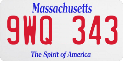 MA license plate 9WQ343