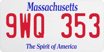 MA license plate 9WQ353