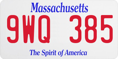 MA license plate 9WQ385
