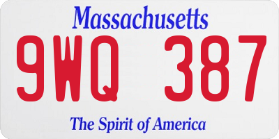 MA license plate 9WQ387