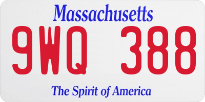MA license plate 9WQ388