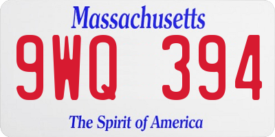 MA license plate 9WQ394