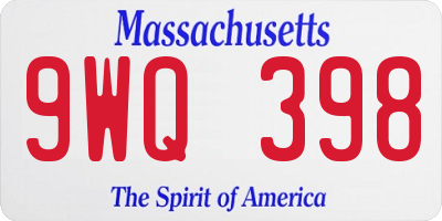 MA license plate 9WQ398