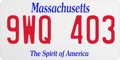 MA license plate 9WQ403