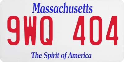 MA license plate 9WQ404