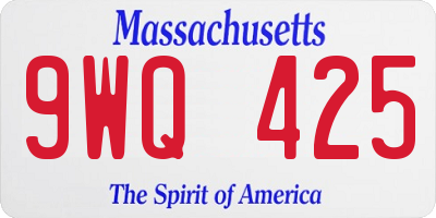 MA license plate 9WQ425