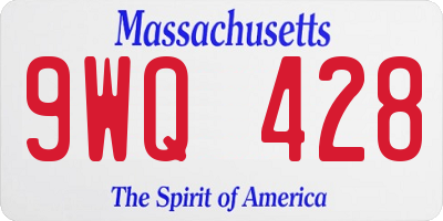 MA license plate 9WQ428