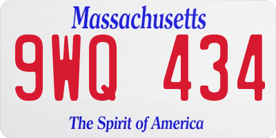 MA license plate 9WQ434
