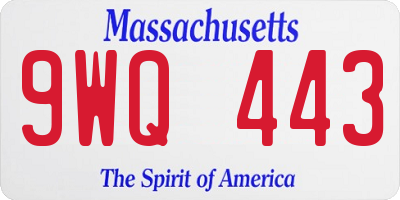 MA license plate 9WQ443