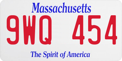 MA license plate 9WQ454