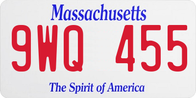 MA license plate 9WQ455