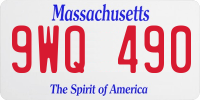 MA license plate 9WQ490