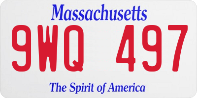 MA license plate 9WQ497