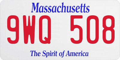 MA license plate 9WQ508