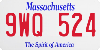MA license plate 9WQ524