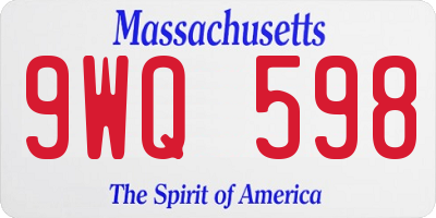 MA license plate 9WQ598