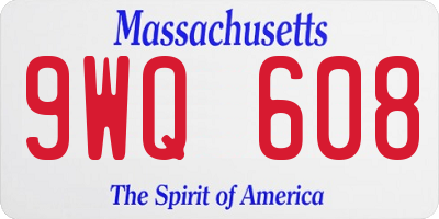 MA license plate 9WQ608