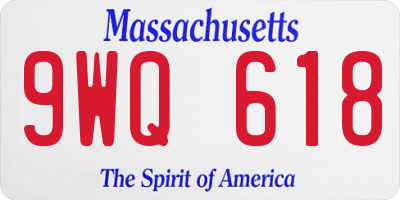 MA license plate 9WQ618