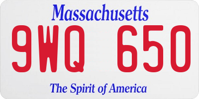 MA license plate 9WQ650