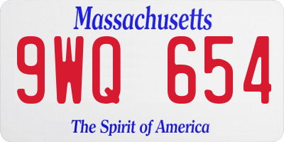 MA license plate 9WQ654