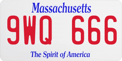 MA license plate 9WQ666
