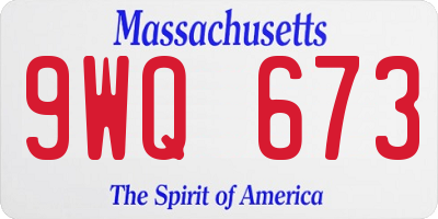 MA license plate 9WQ673