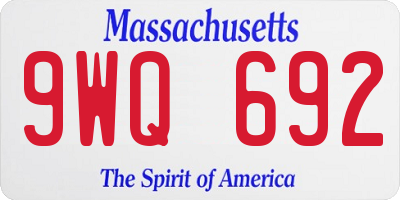 MA license plate 9WQ692