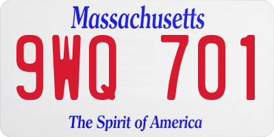 MA license plate 9WQ701