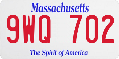 MA license plate 9WQ702
