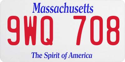 MA license plate 9WQ708