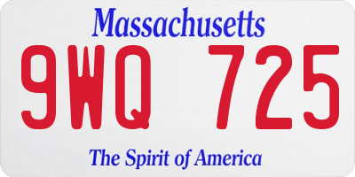 MA license plate 9WQ725
