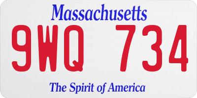 MA license plate 9WQ734