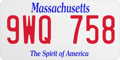 MA license plate 9WQ758