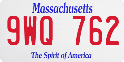 MA license plate 9WQ762