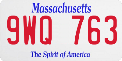 MA license plate 9WQ763